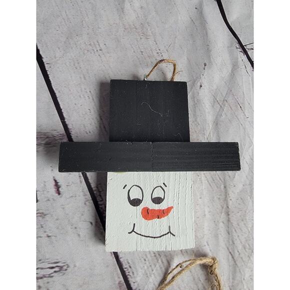 Handmade Lot 4 Wooden Handpainted Snowman Ornaments New Lot 2 - Picture 2 of 7